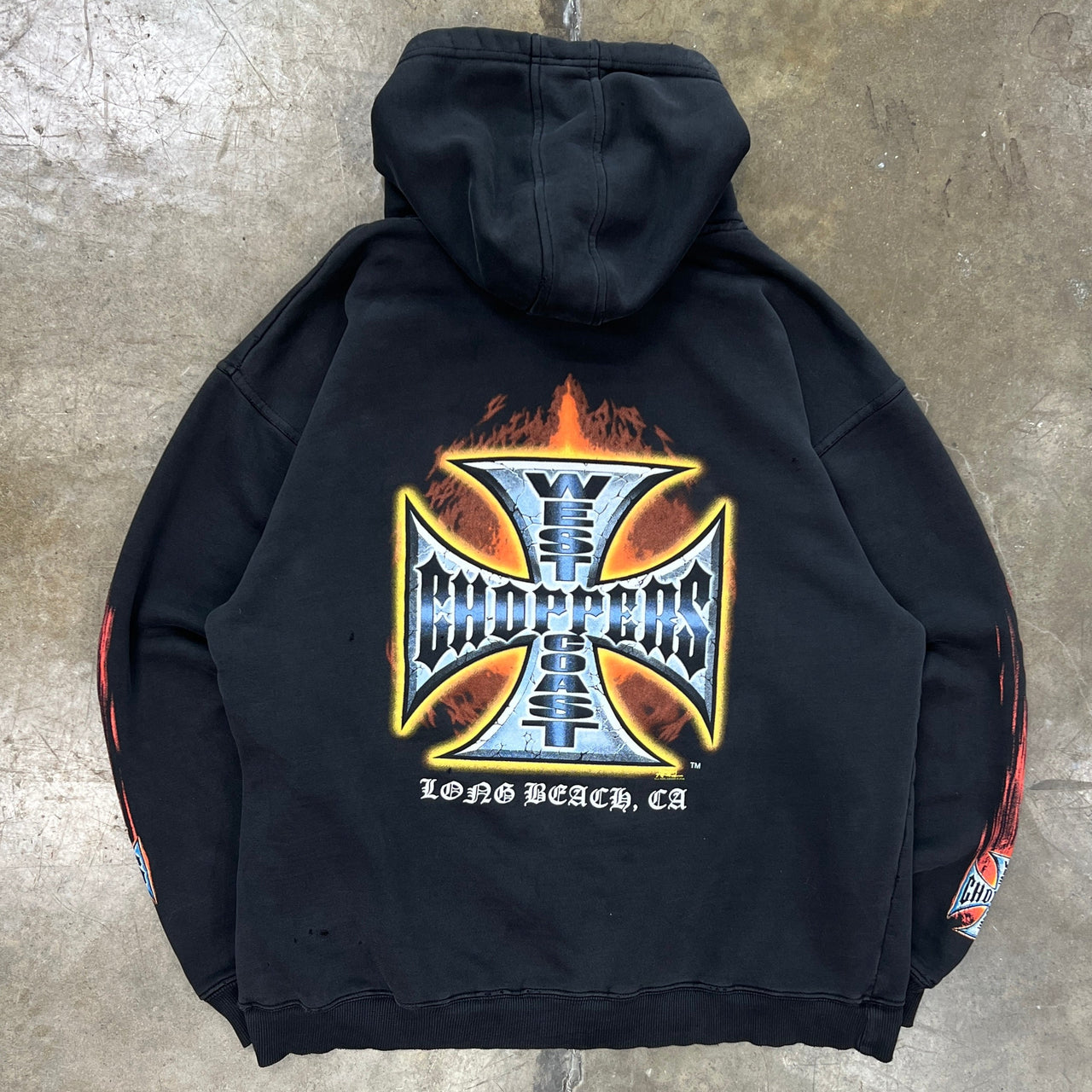 West Coast Choppers Flame Cross Logo Hoodie