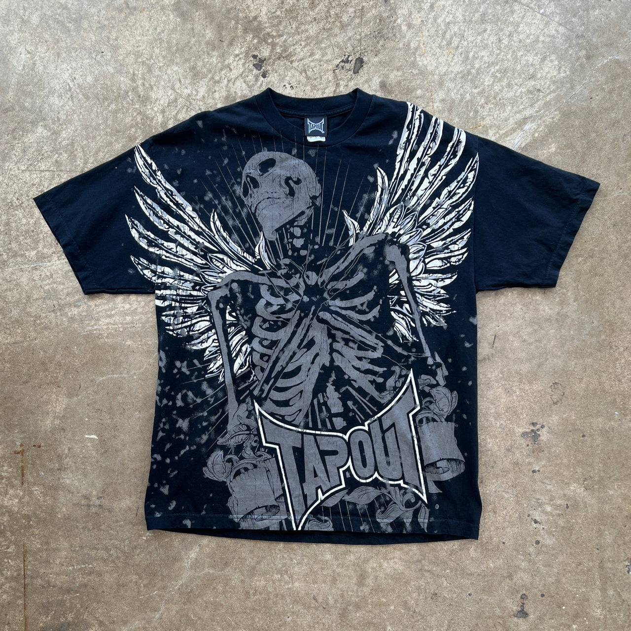 Y2K Tapout Affliction Style Angel Wing Skeleton Tee
