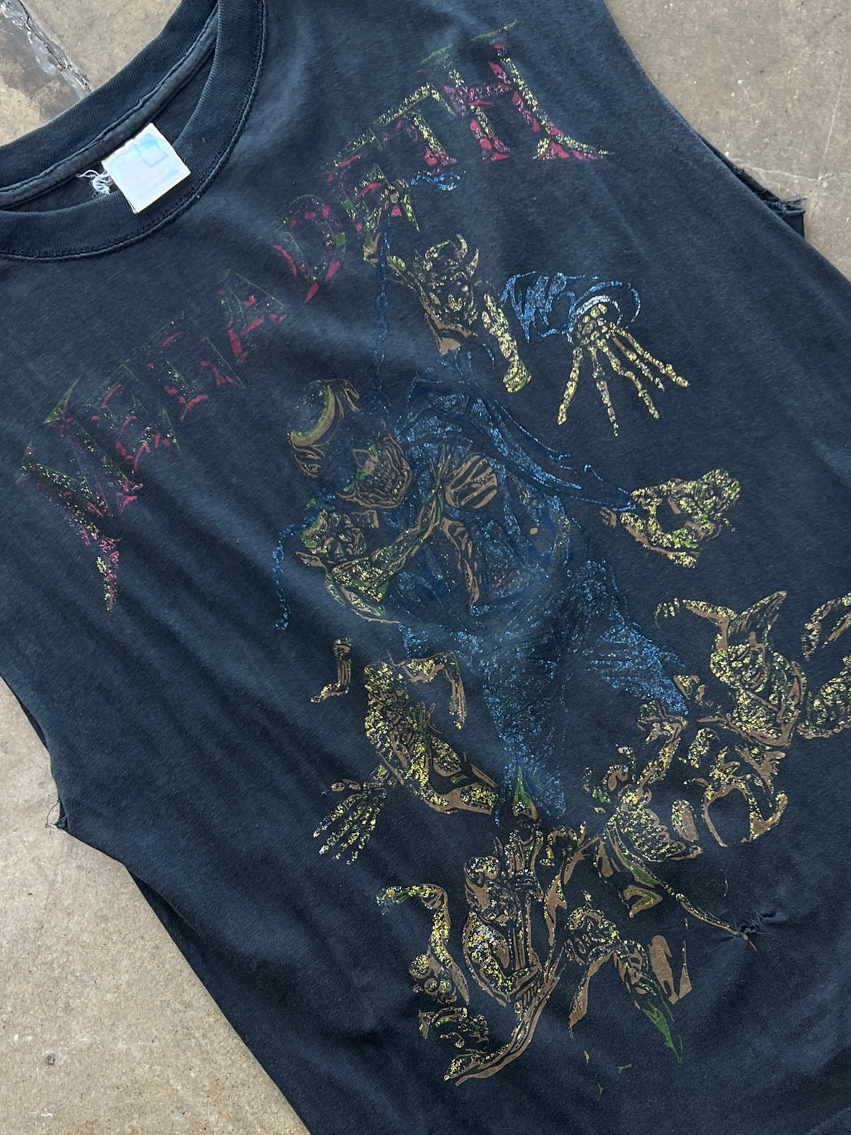 80s Megadeth Vic Rattlehead Band Cut Sleeve Tee
