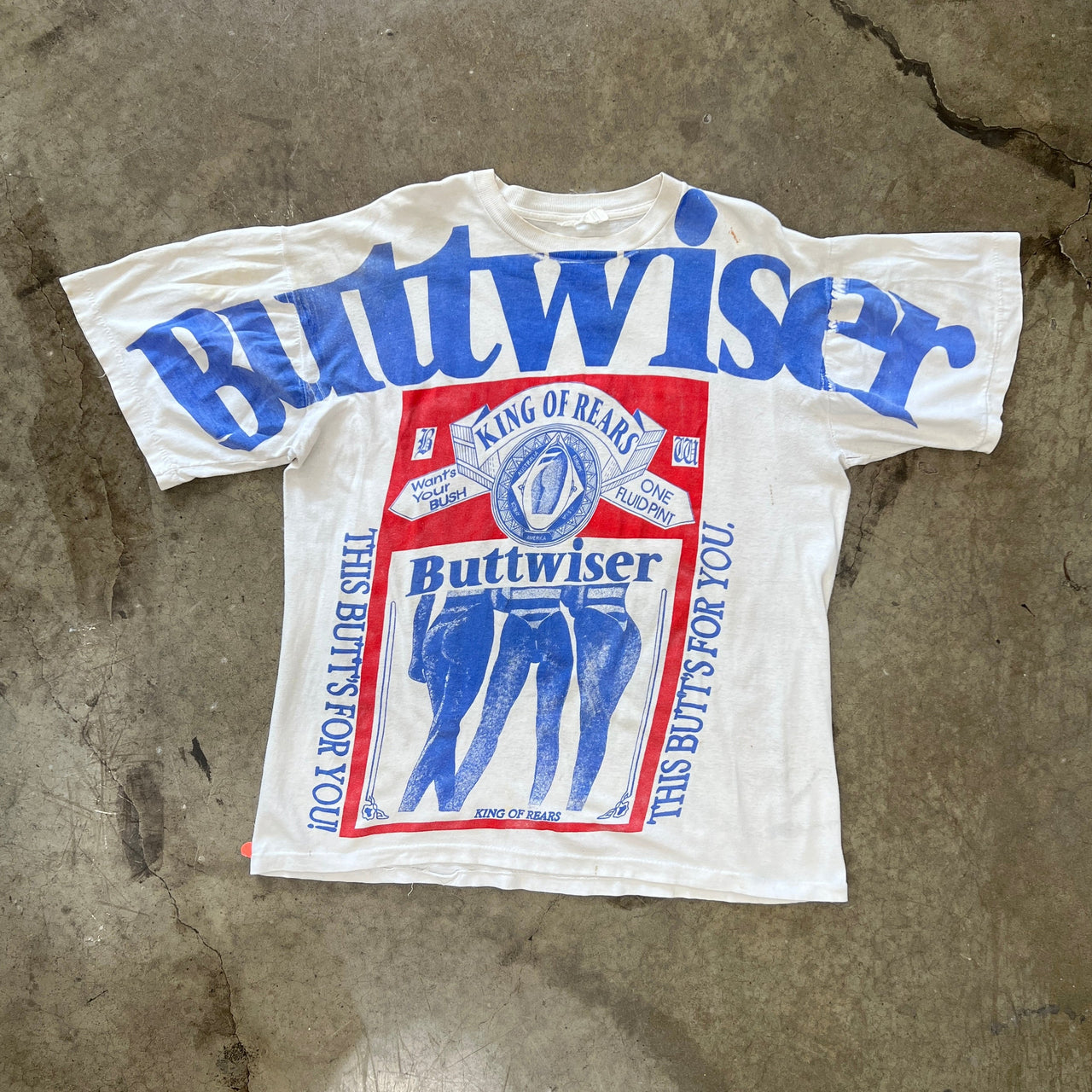 AOP Budweiser Parody Buttwiser Beer Single Stitch Tee
