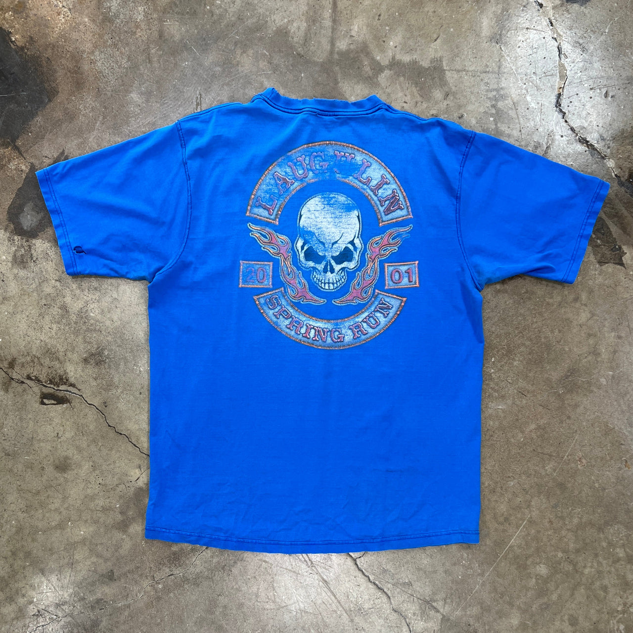 2001 Spring Run Skull Flame Tee