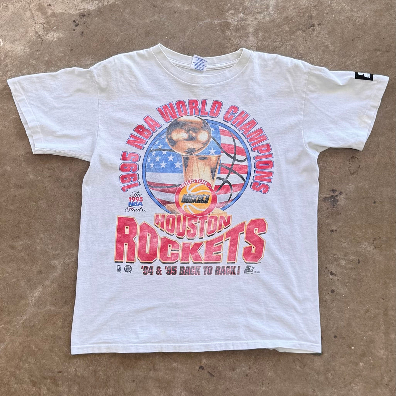 1995 NBA Champions Houston Rockets World Champions Tee Single Stitch