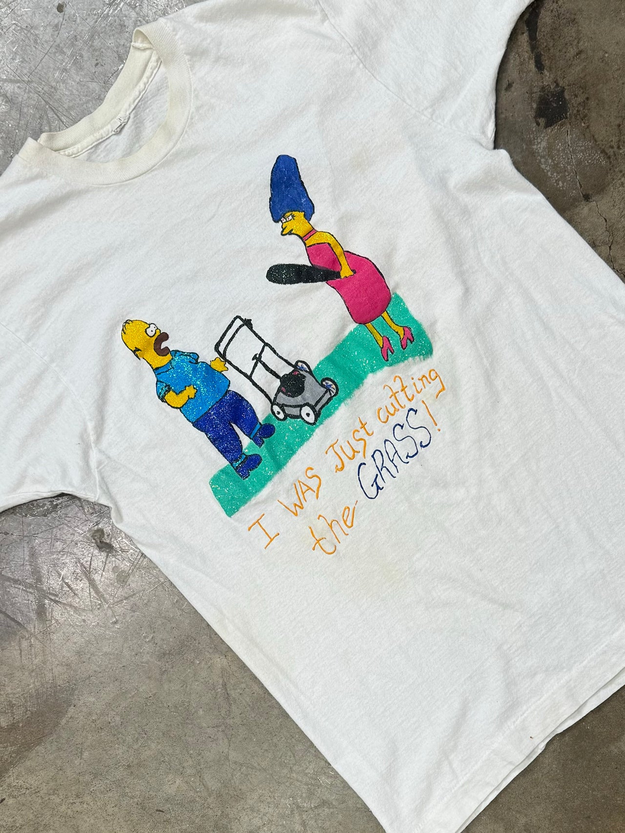 Vintage Simspons Homer and Marge Homemade Tee Large