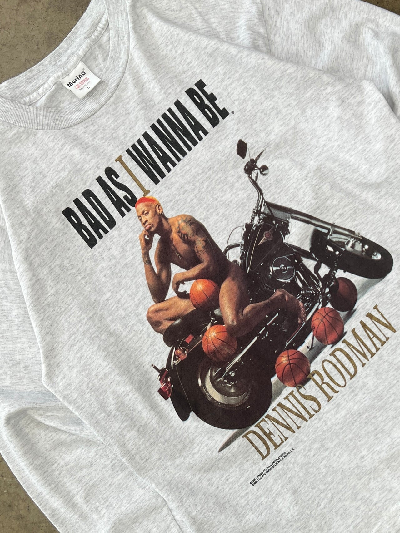 1996 Dennis Rodman Bad As I Wanna Be Long Sleeve Motorcycle Tee