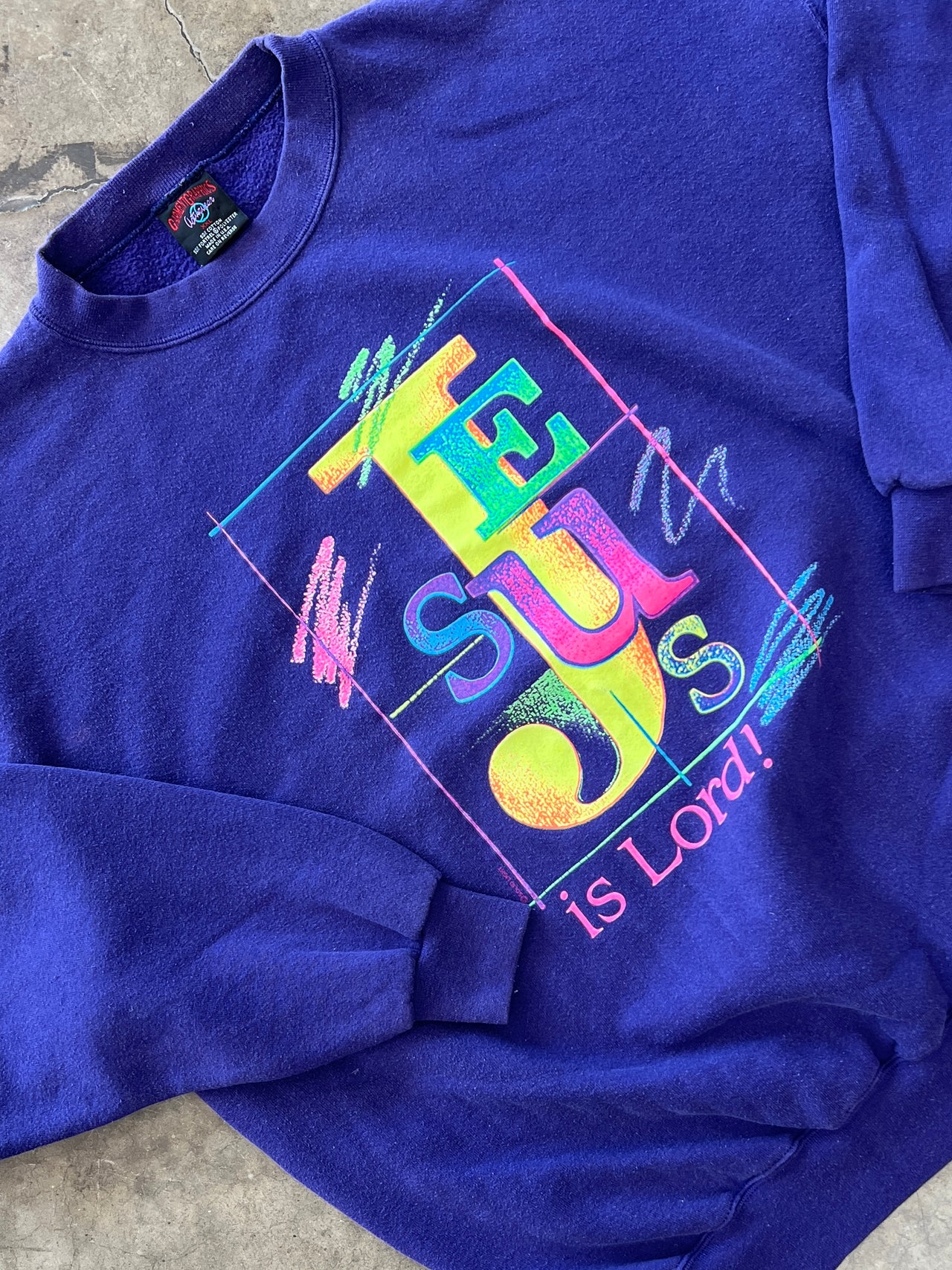 Jesus is Lord Neon Religious Crewneck