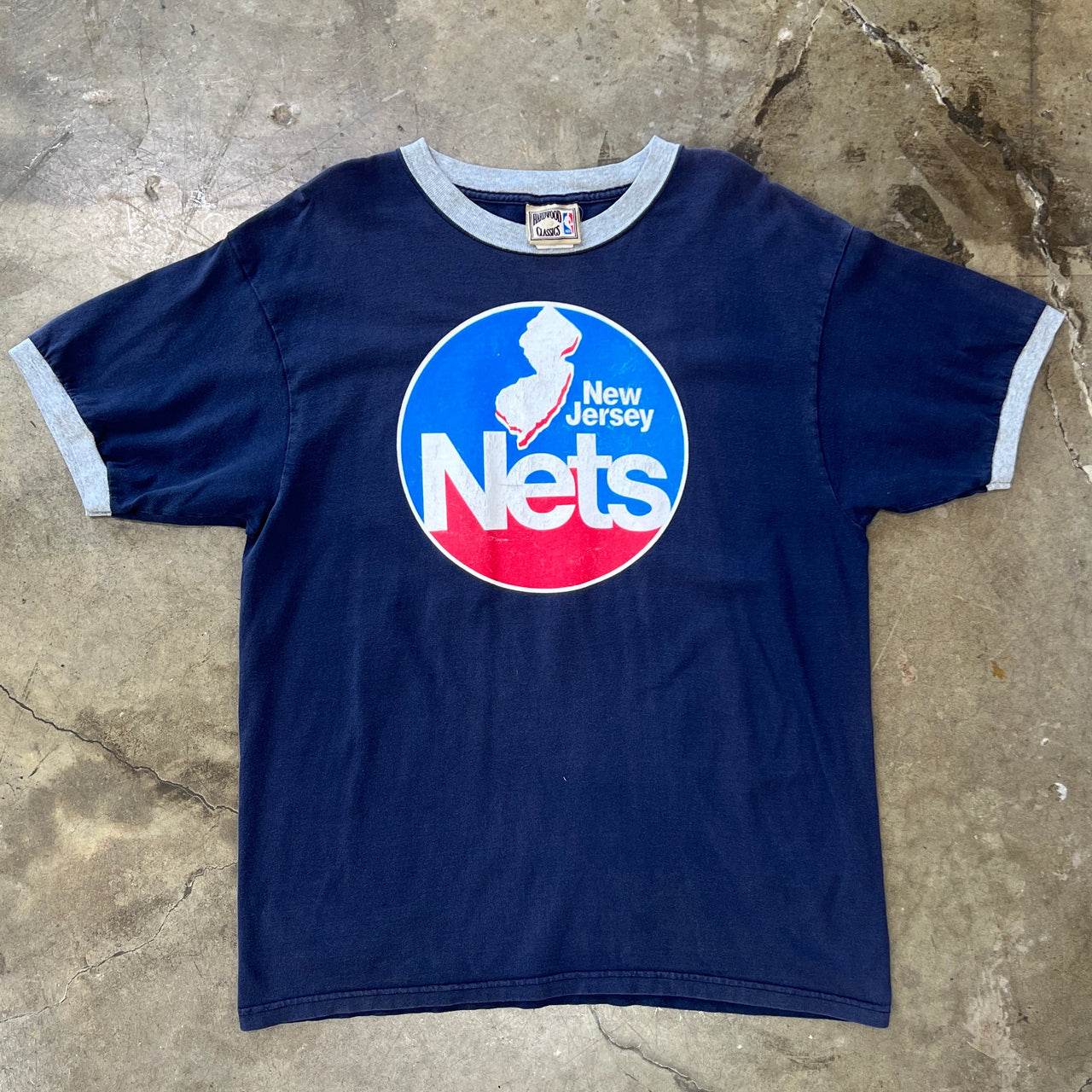 80s New Jersey Nets Basketball Ringer Tee