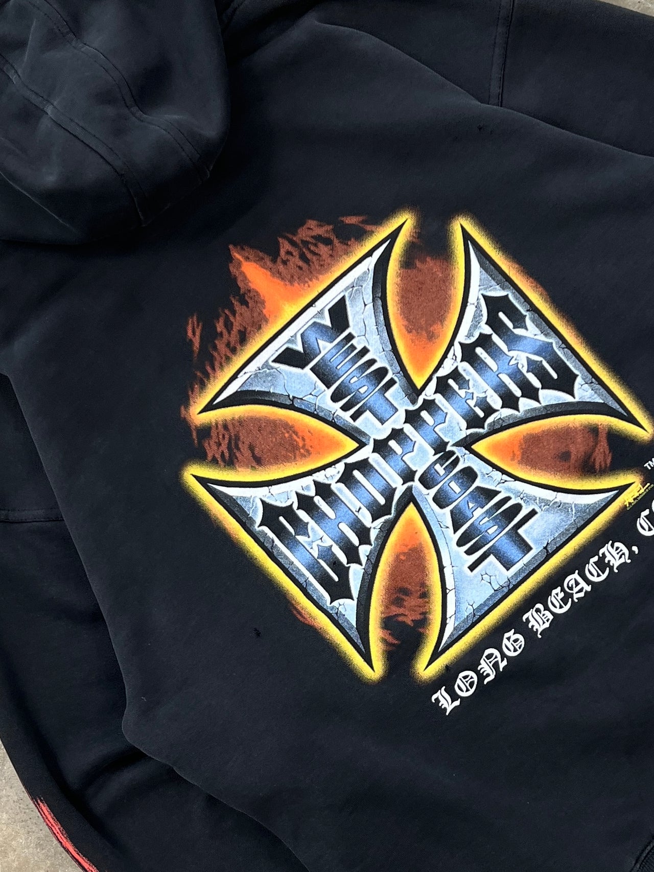 West Coast Choppers Flame Cross Logo Hoodie