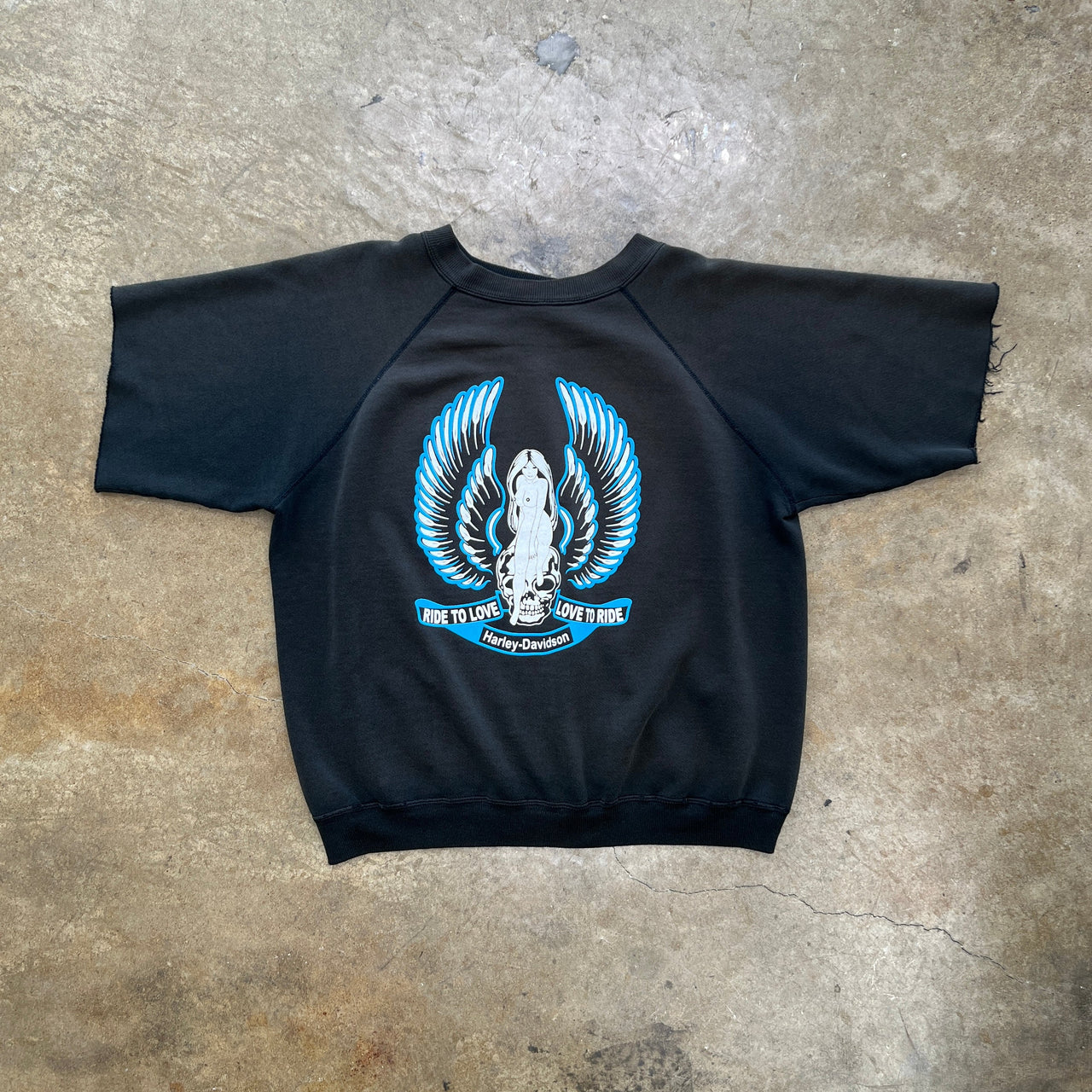 80s Harley Davidson Naked Angel Love to Ride Cut Crewneck