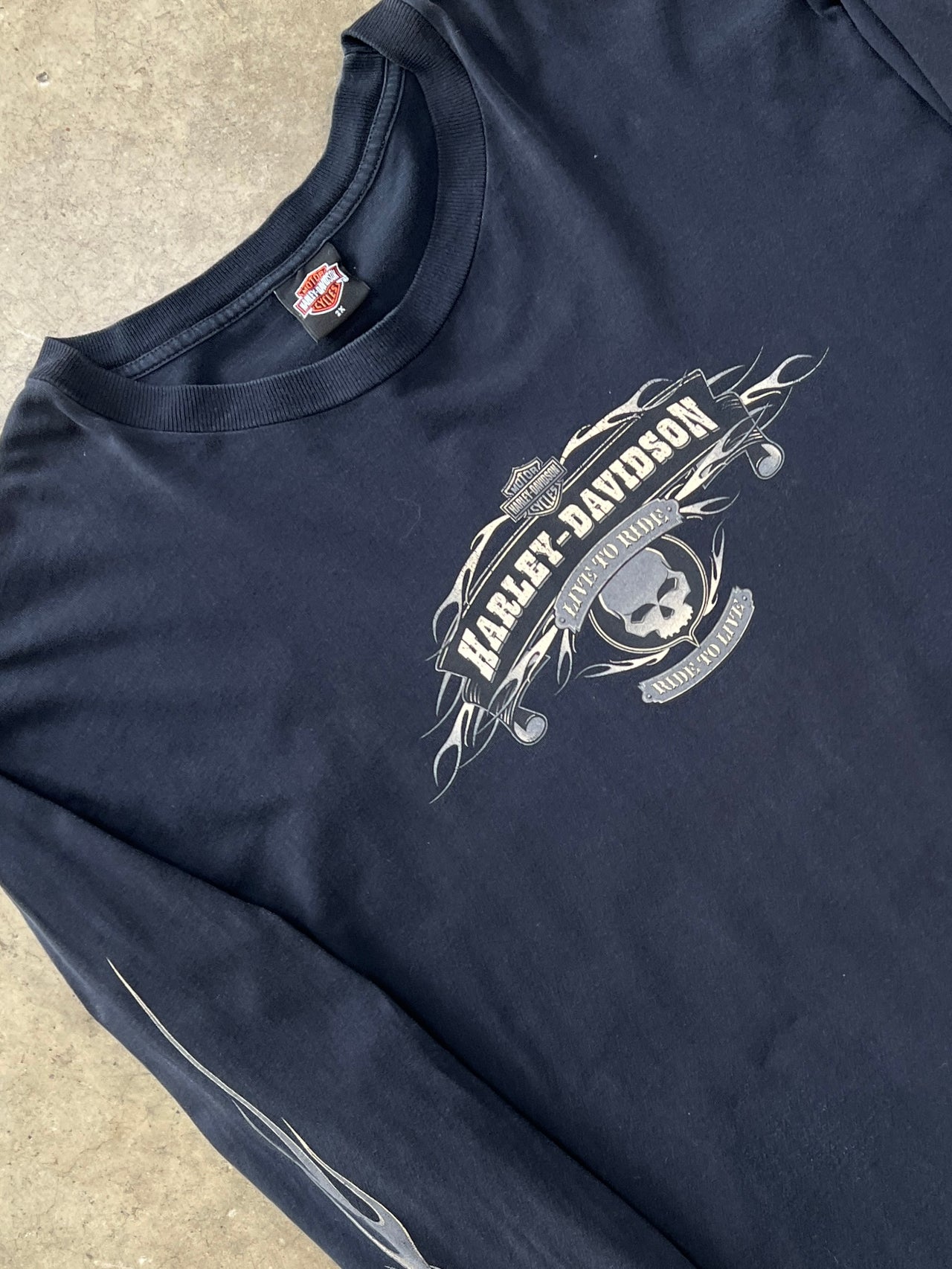 2004 Harley Davidson Palm Beach Flame Skull Long Sleeve