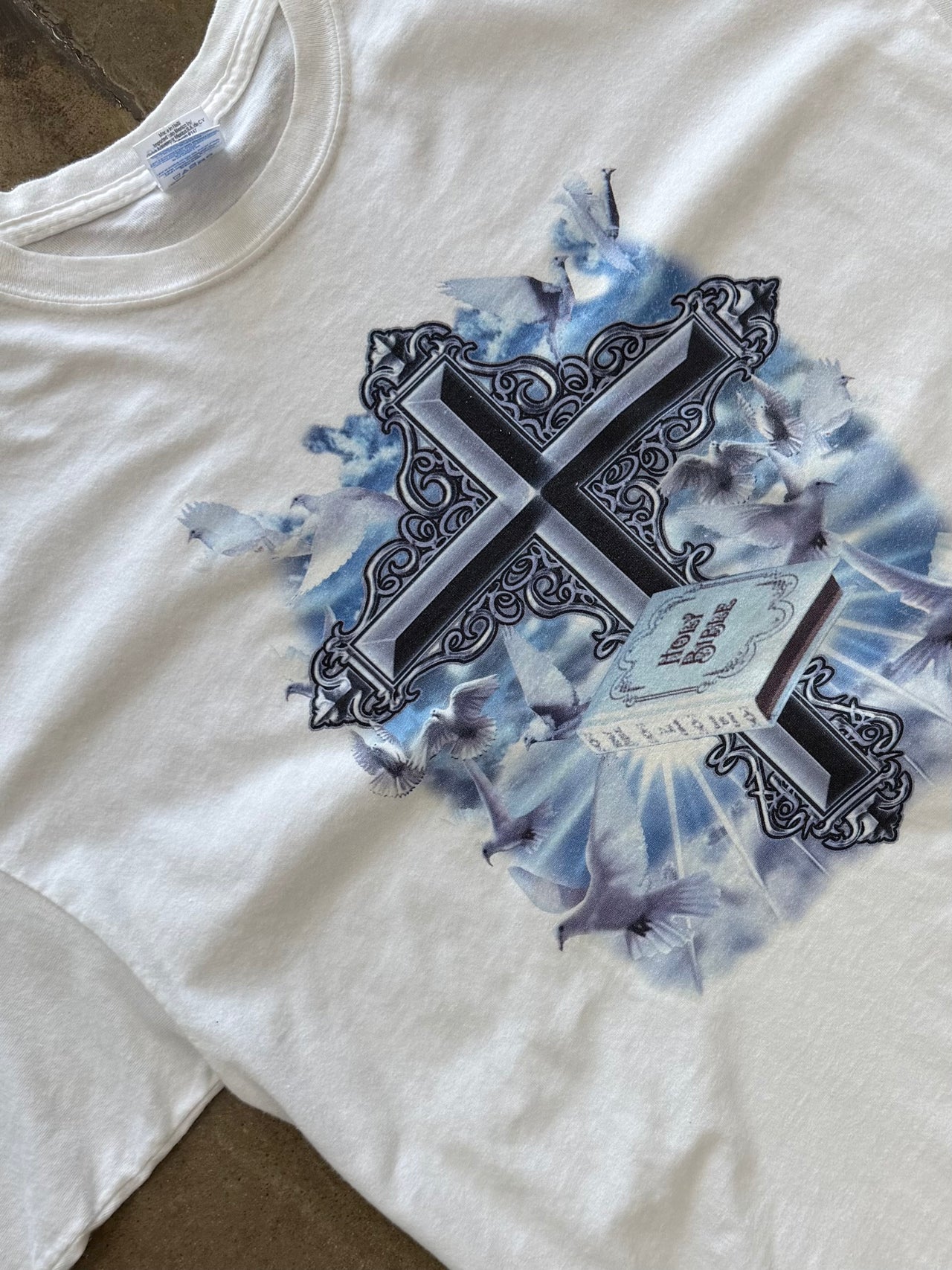 Doves in the Wind Cross Holy Bible Jesus Religious Tee