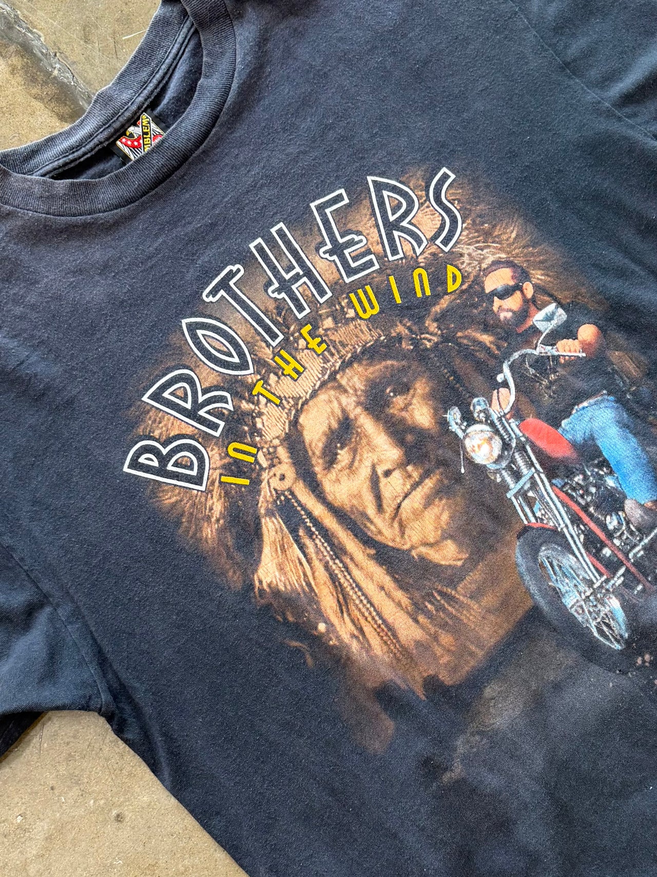 1998 3D Emblem Brothers in the Wind Native Motorcycle Tee