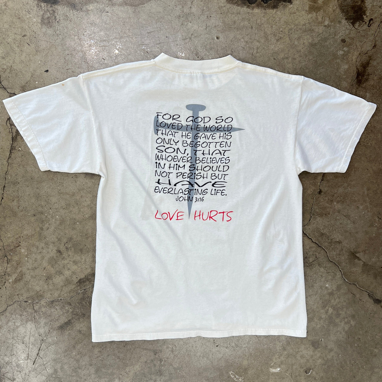 Love Hurts Cross Nails Religious Jesus Tee