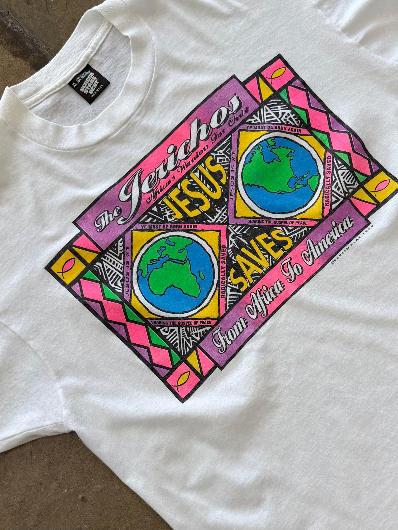1992 Africa Warriors for Christ Jesus Saves Ye Must Be Born Tee