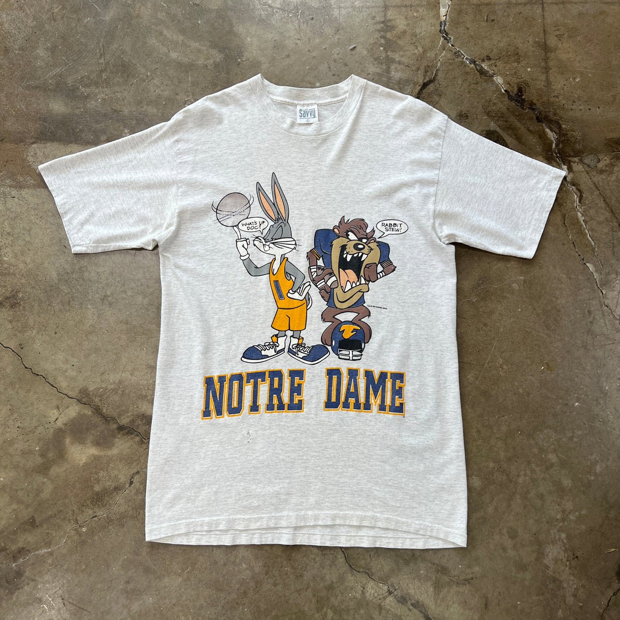 Looney Tunes Taz and Bugs Bunny Notre Dame Single Stitch