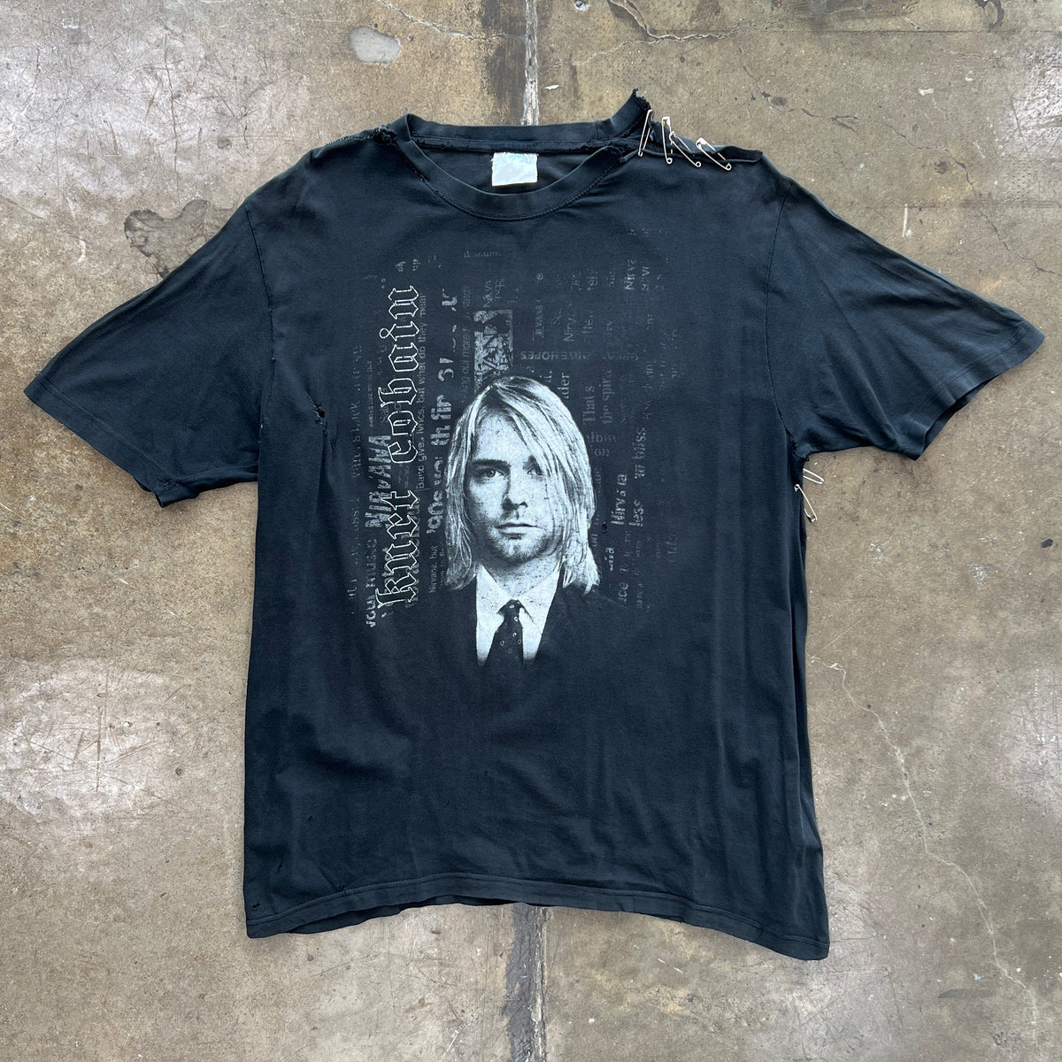 Kurt Cobain Nirvana Portrait Thrashed Showroom Repaired Tee