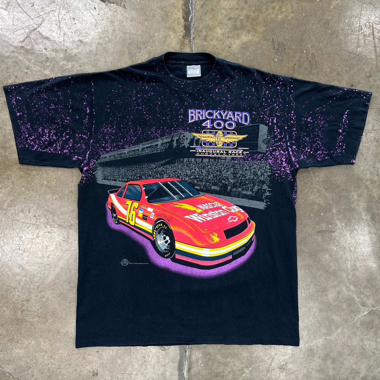 AOP NASCAR 1994 Brickyard 400 Winston Cup Splatter Racing Tee
