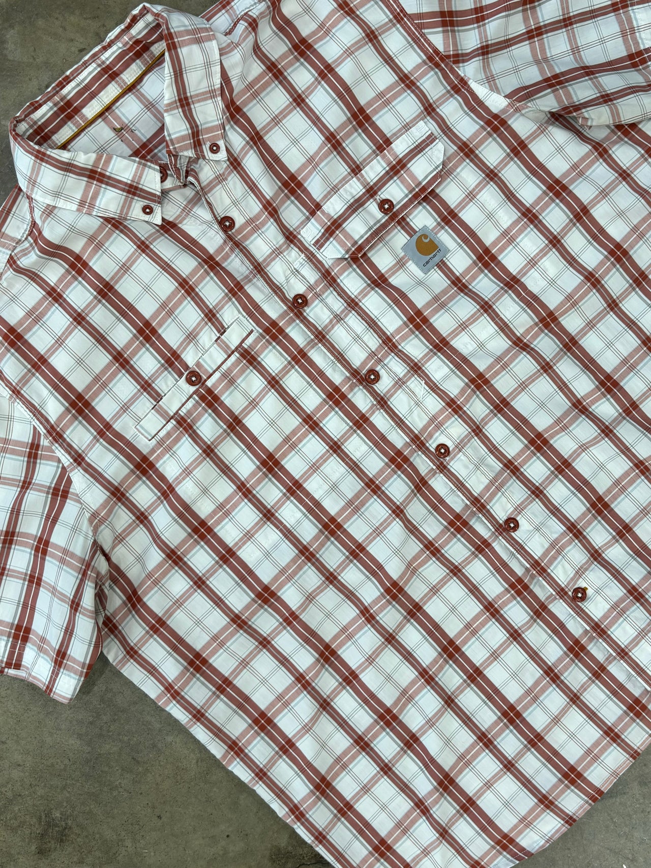 Carhartt Red White Plaid Mesh Lined Button-Up