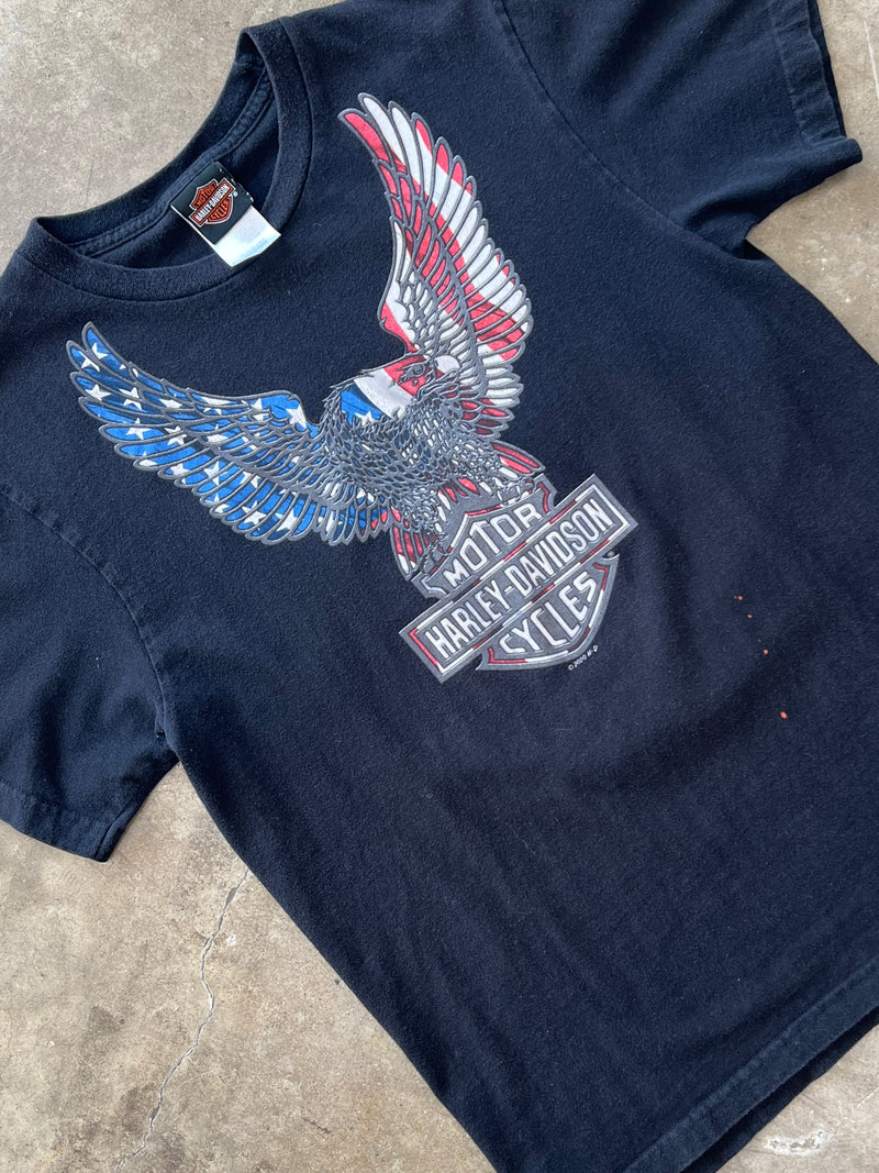 Harley Davidson Whiskey Row American Flag Eagle Tee