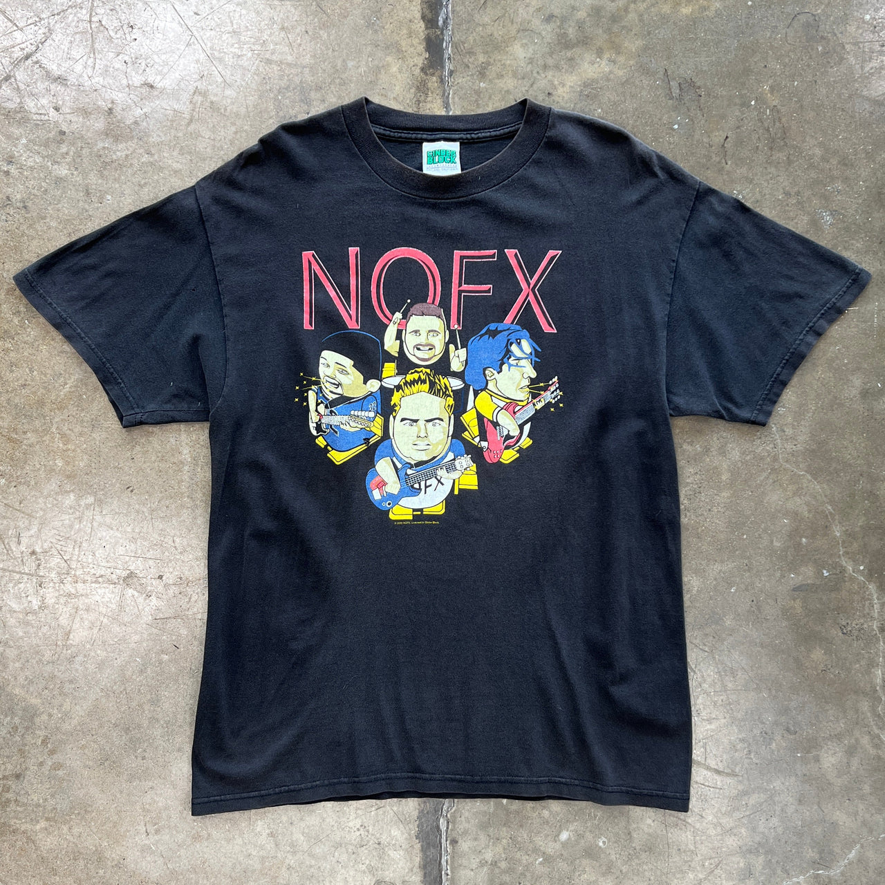 2002 NOFX Cinder Block Cartoon Band Tee
