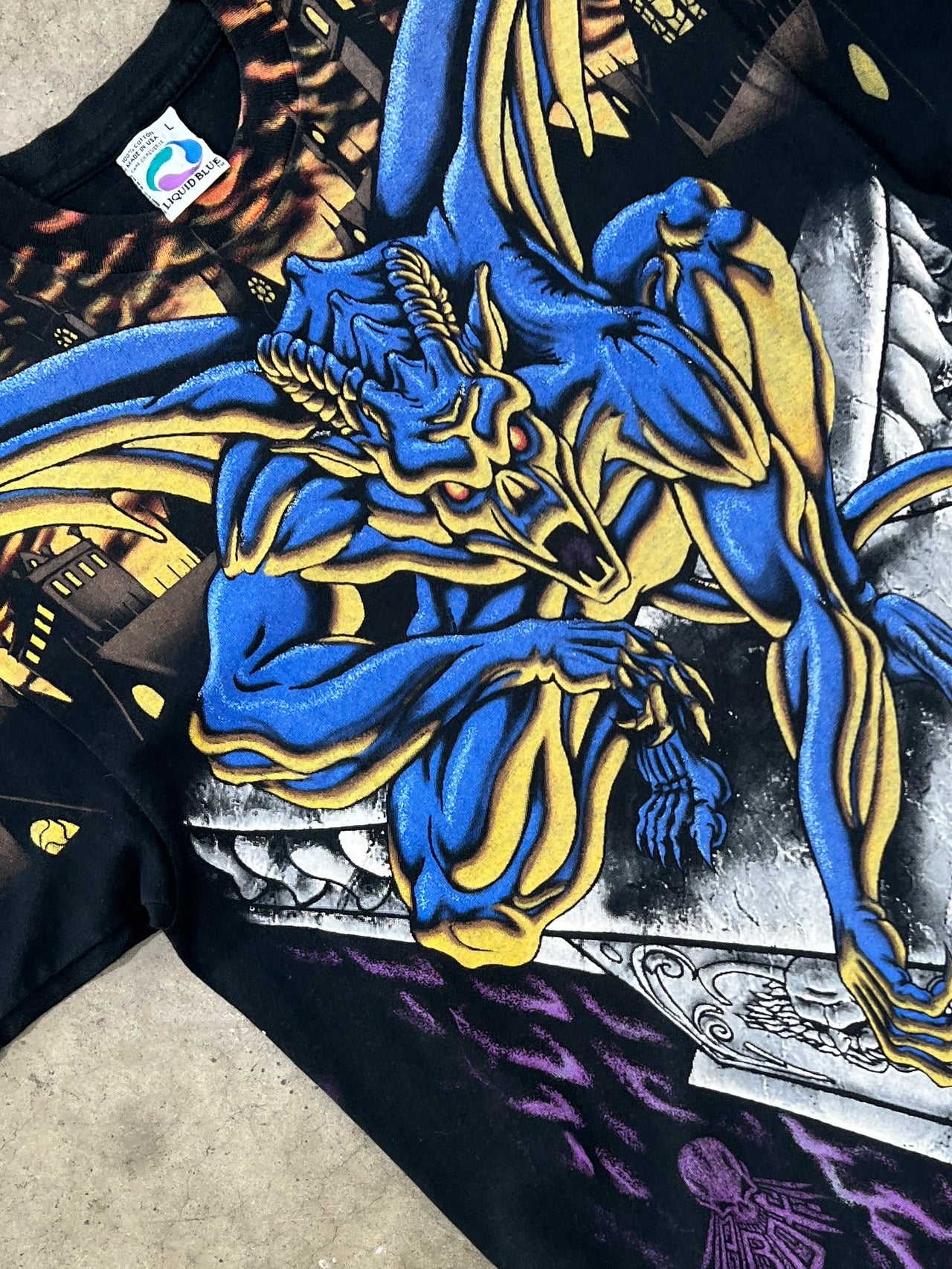 90s AOP Liquid Blue Dark Fantasy Gargoyle Tee