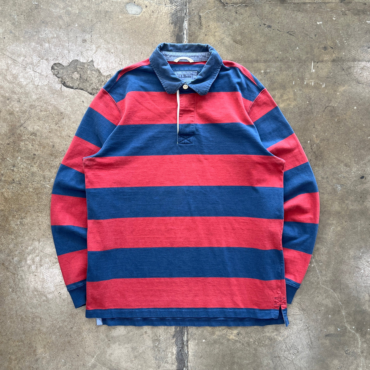 Y2K LL Bean Striped Rugby Collared Polo Shirt