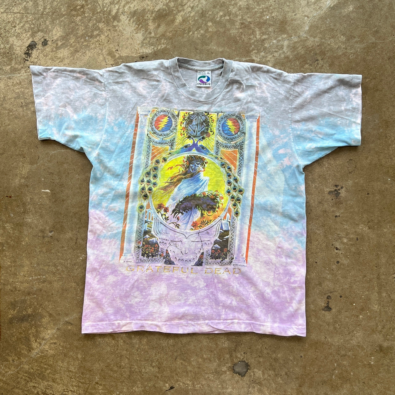 1995 Grateful Dead Skeleton Summer Final Tour Liquid Blue Single Stitch Tee
