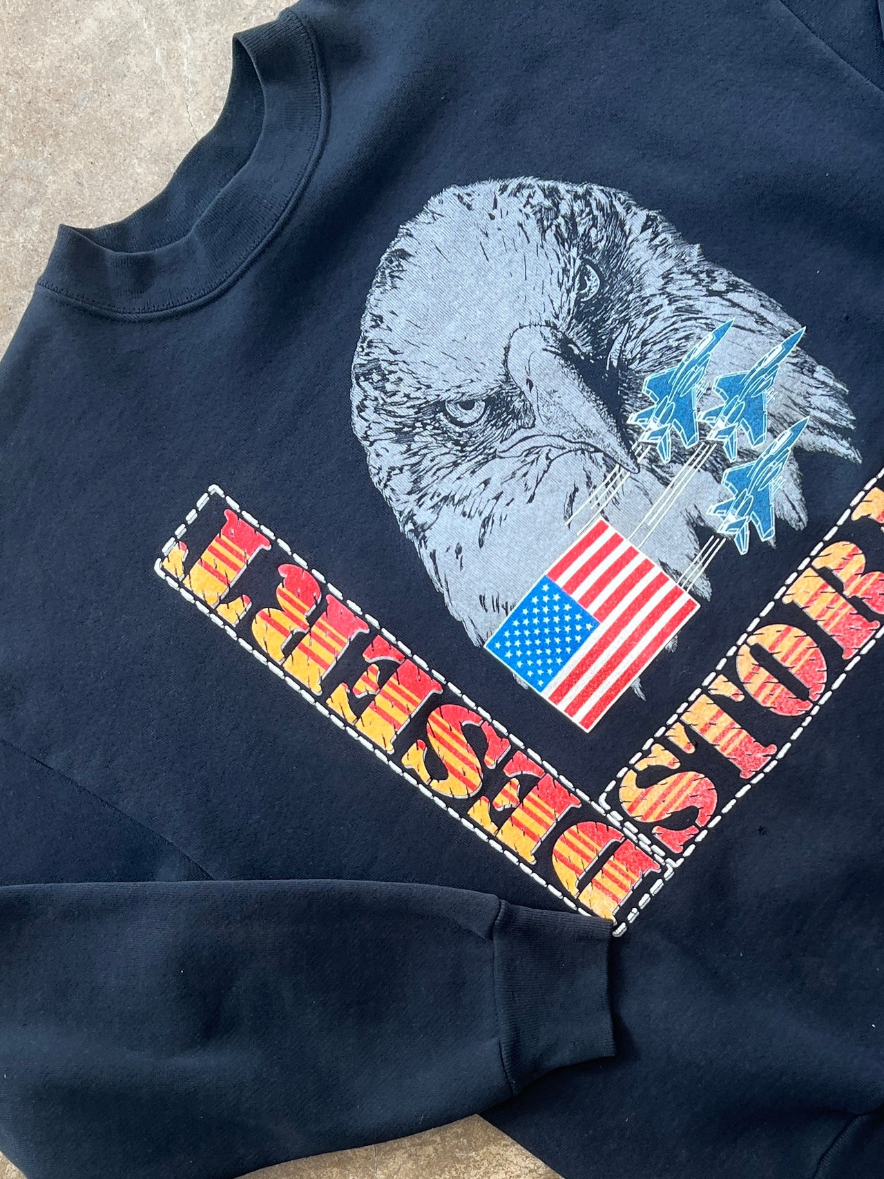 90s Desert Storm Gulf War Eagle American Flag Militray Crewneck