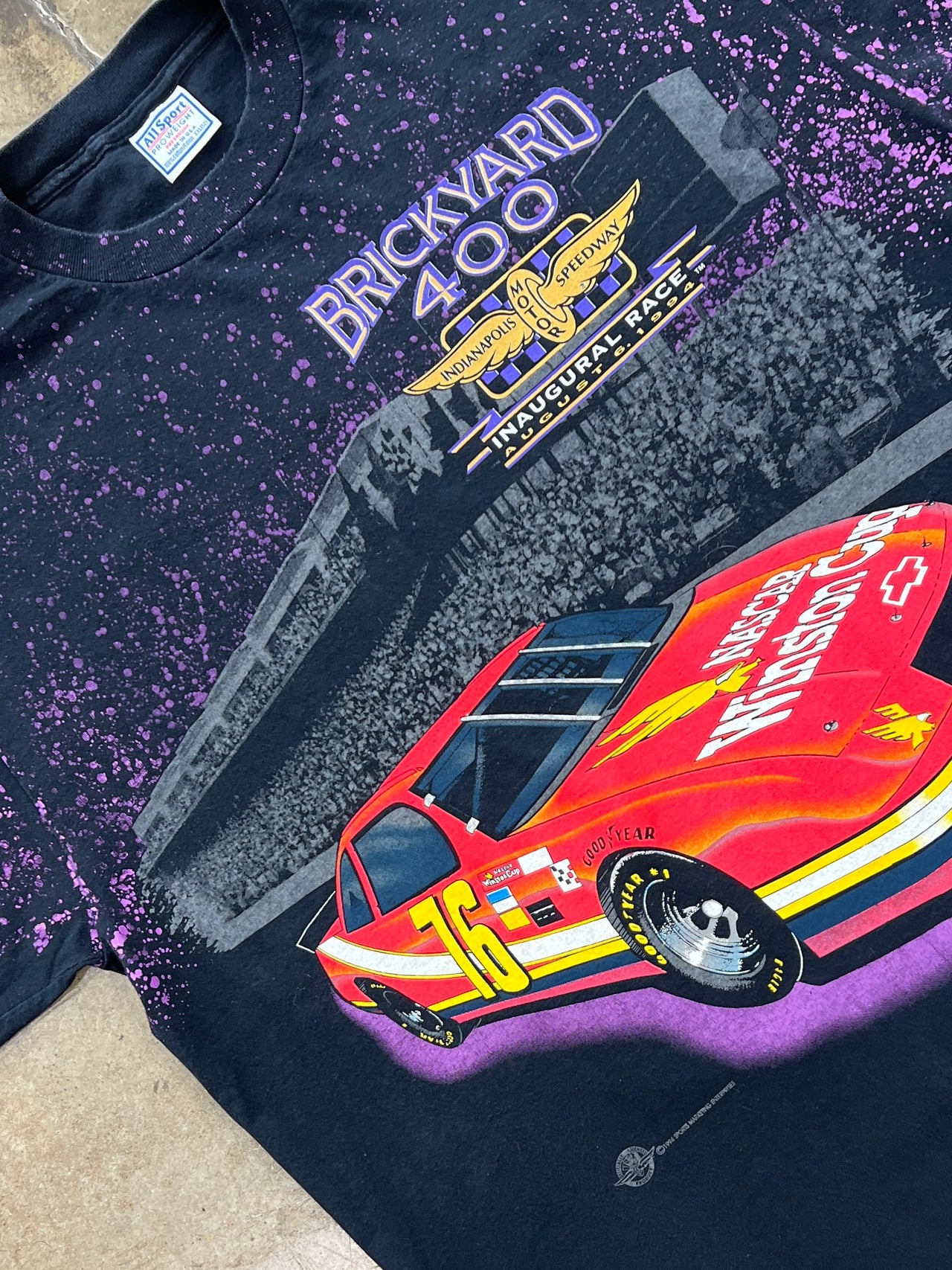 AOP NASCAR 1994 Brickyard 400 Winston Cup Splatter Racing Tee
