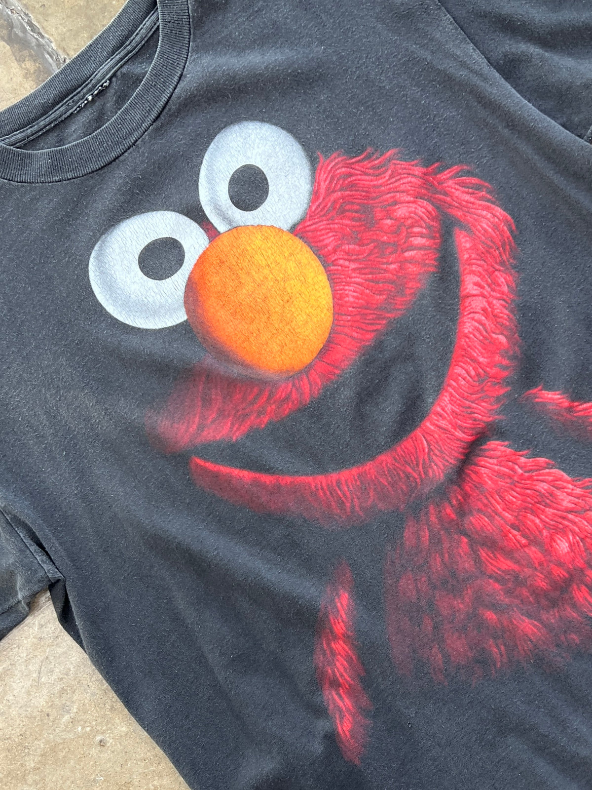90s Elmo Sesame Street blackout Shadow Big Face Tee