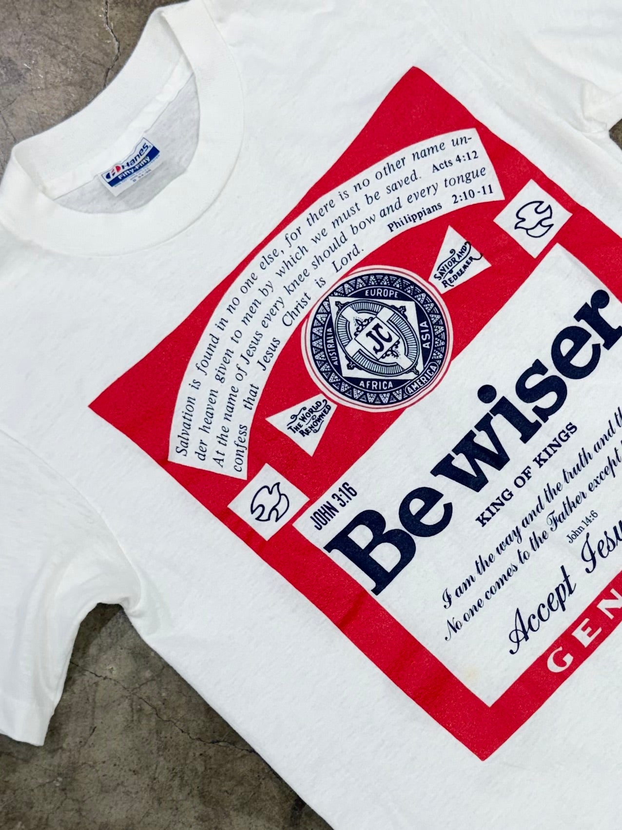 80s Budweiser Be Wiser Parody Accept Christ Religious Jesus Tee