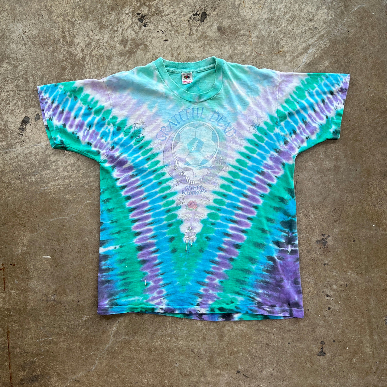 1990 Grateful Dead Olympic Tie Dye Playin’ In The Field Single Stitch Tee