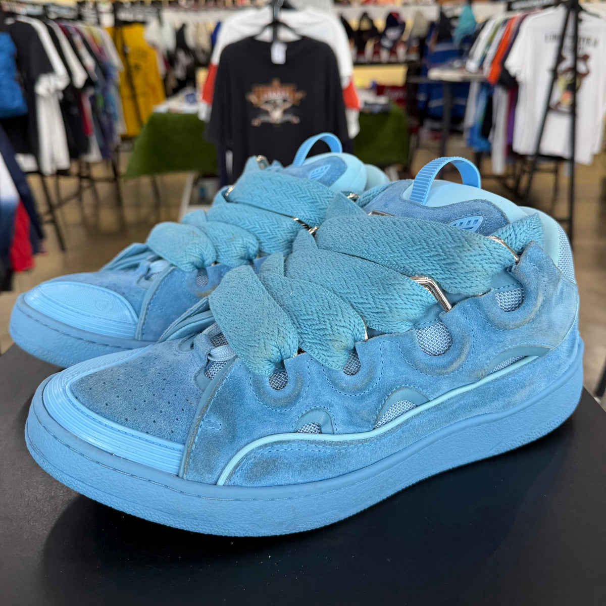 Lanvin Curb Tonal Suede Baby Blue