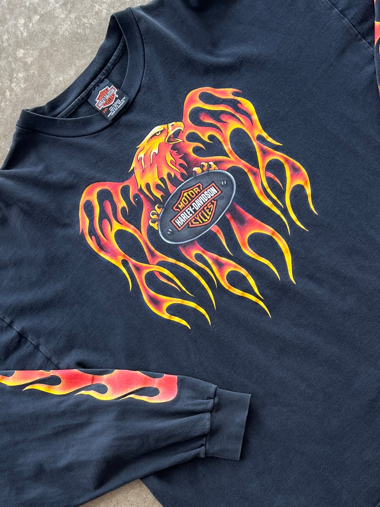 90s Harley Davidson Flame Long Sleeve Eagle Tee