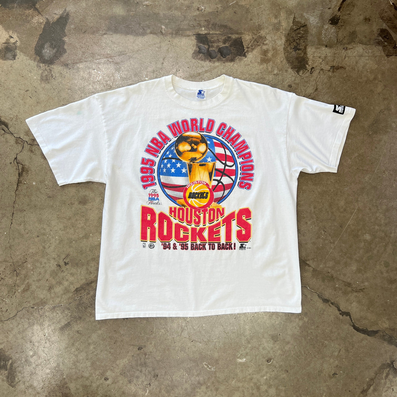 1995 NBA Finals World Champs Clutch City Houston Rockets Single Stitch Tee