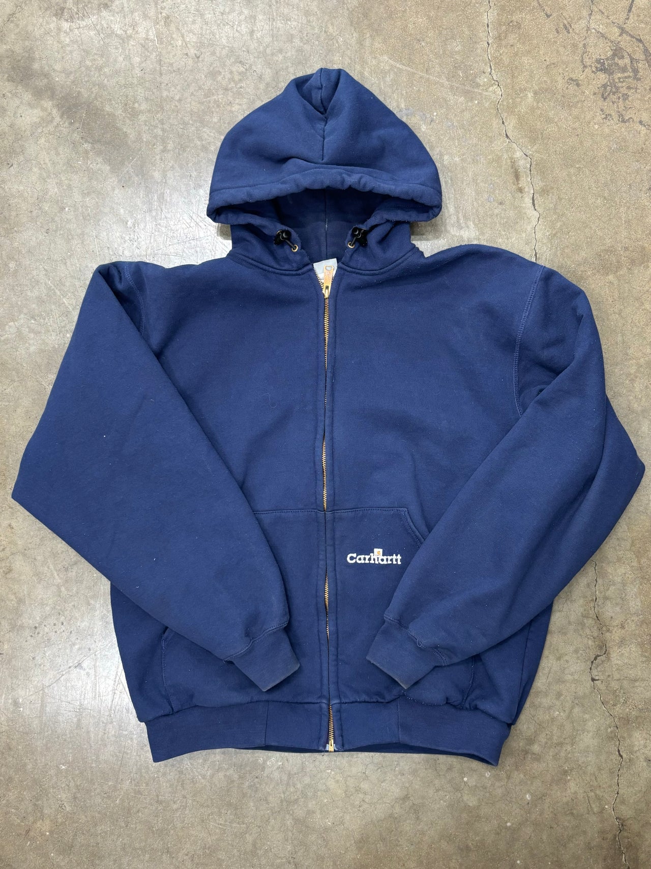 90s Carhartt Full Zip Hoodie Embroidered Logo Large