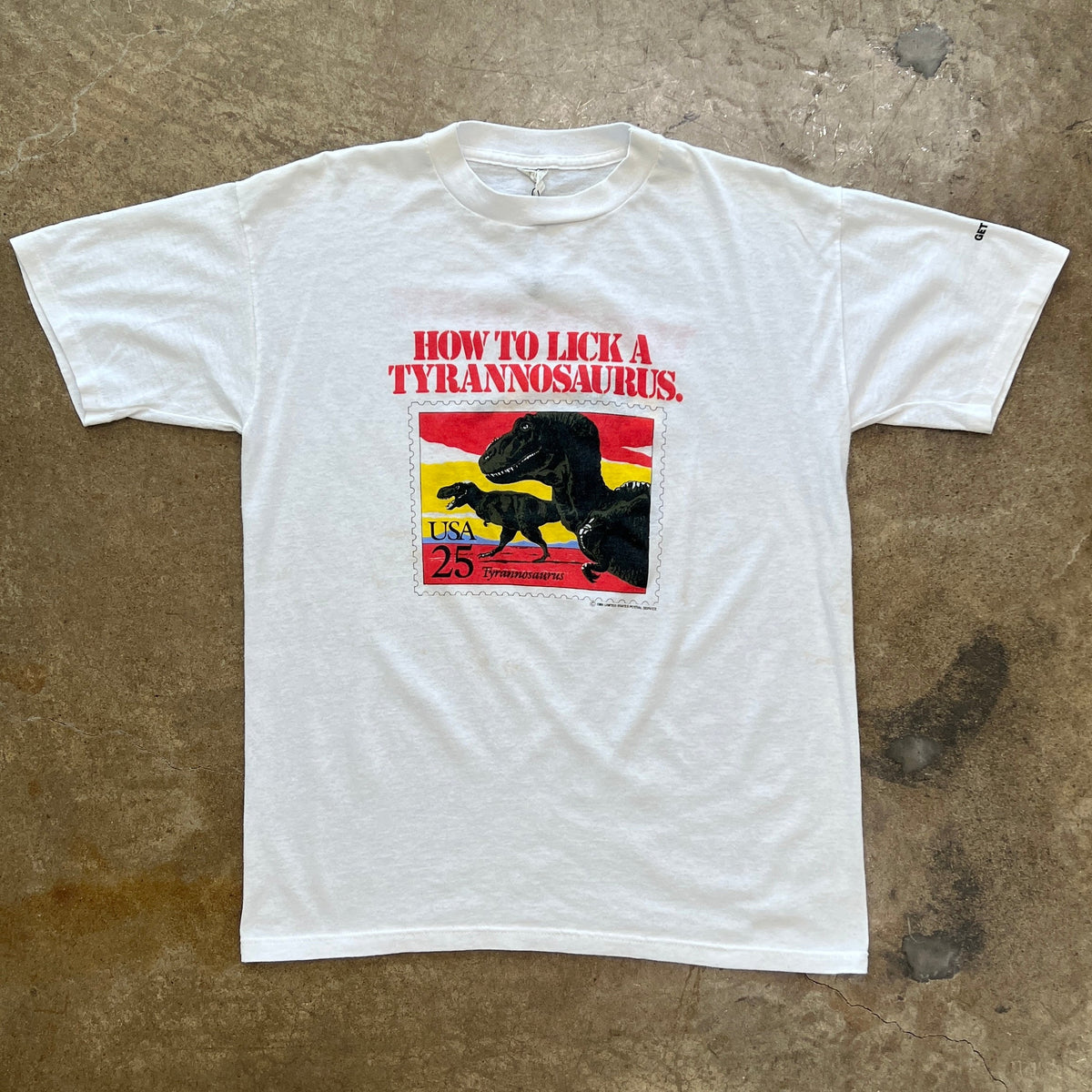 1989 Stamp How to Lick A T-Rex Dino Stamp Single Stitch Tee