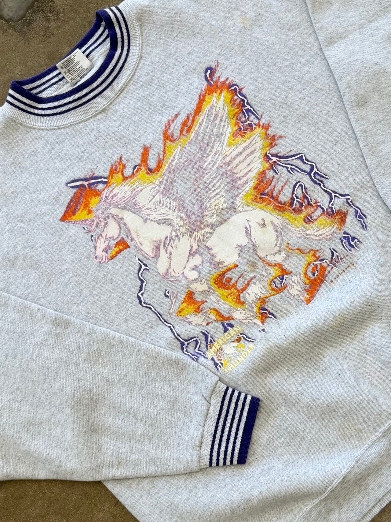 American Thunder Horse Lightning Crewneck Oneita