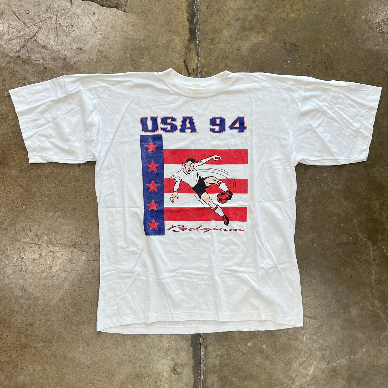 1994 World CUP USA Adidas Belgium Player Soccer Tee