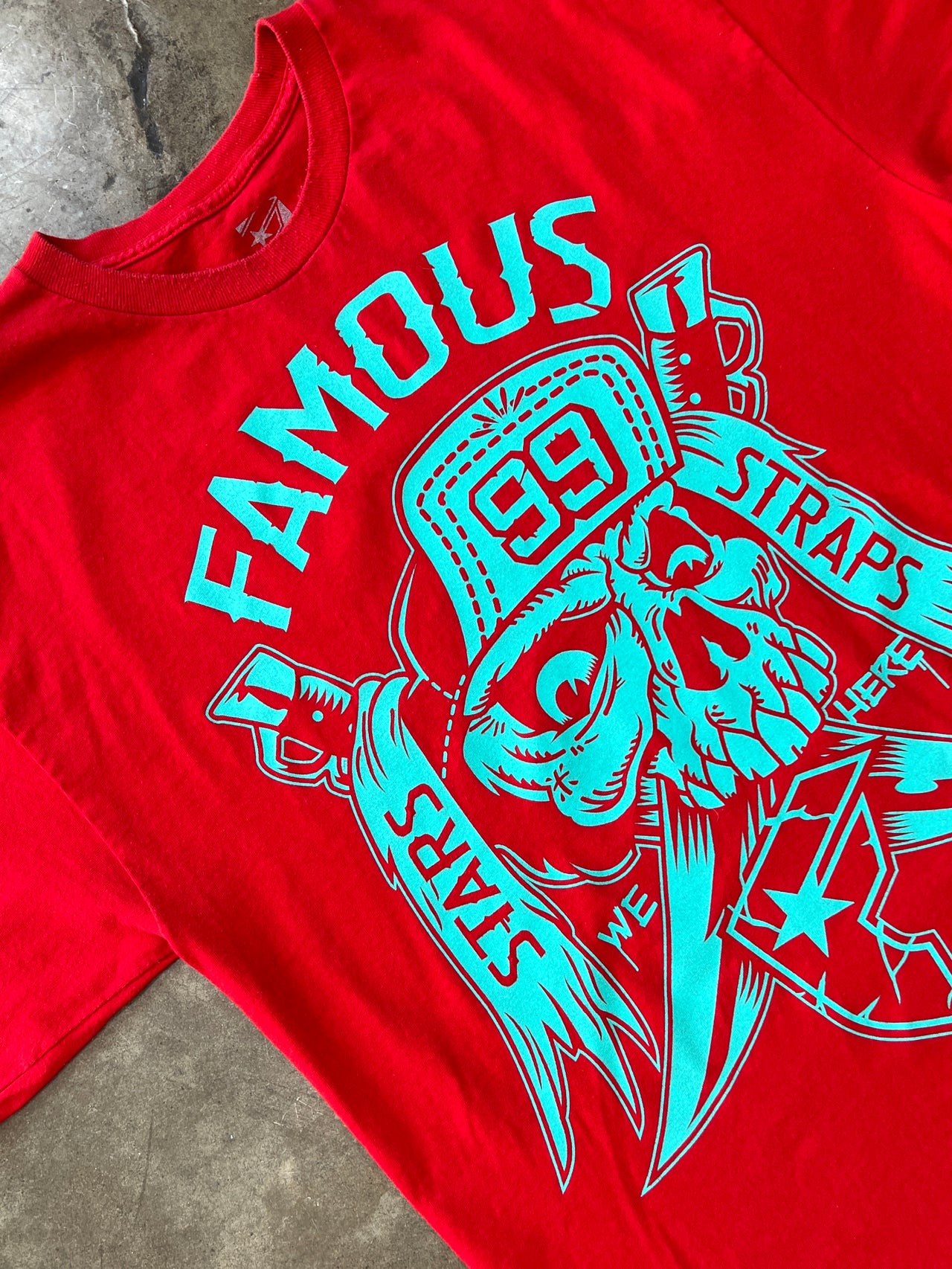 y2k Famous Stars and Straps Skull Skeleton Logo Tee