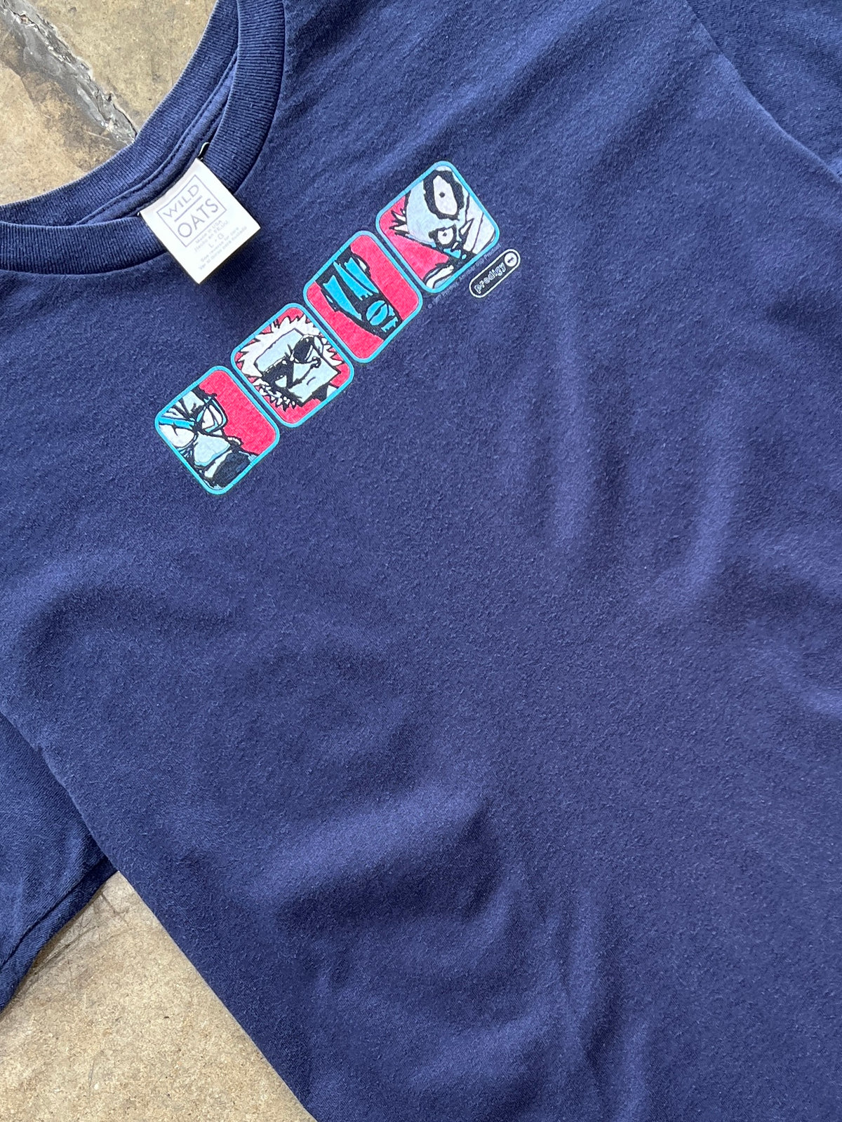 1997 Prodigy Box Logo Band Wild Oats Cartoon Character Tee