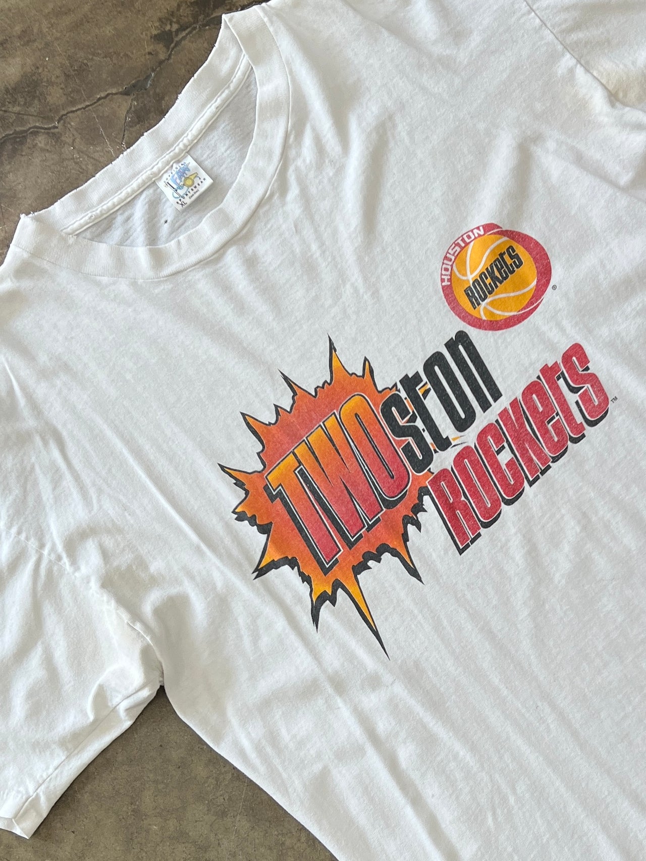 1995 Basketball Houston Rockets Twoston Championship Tee Single Stitch