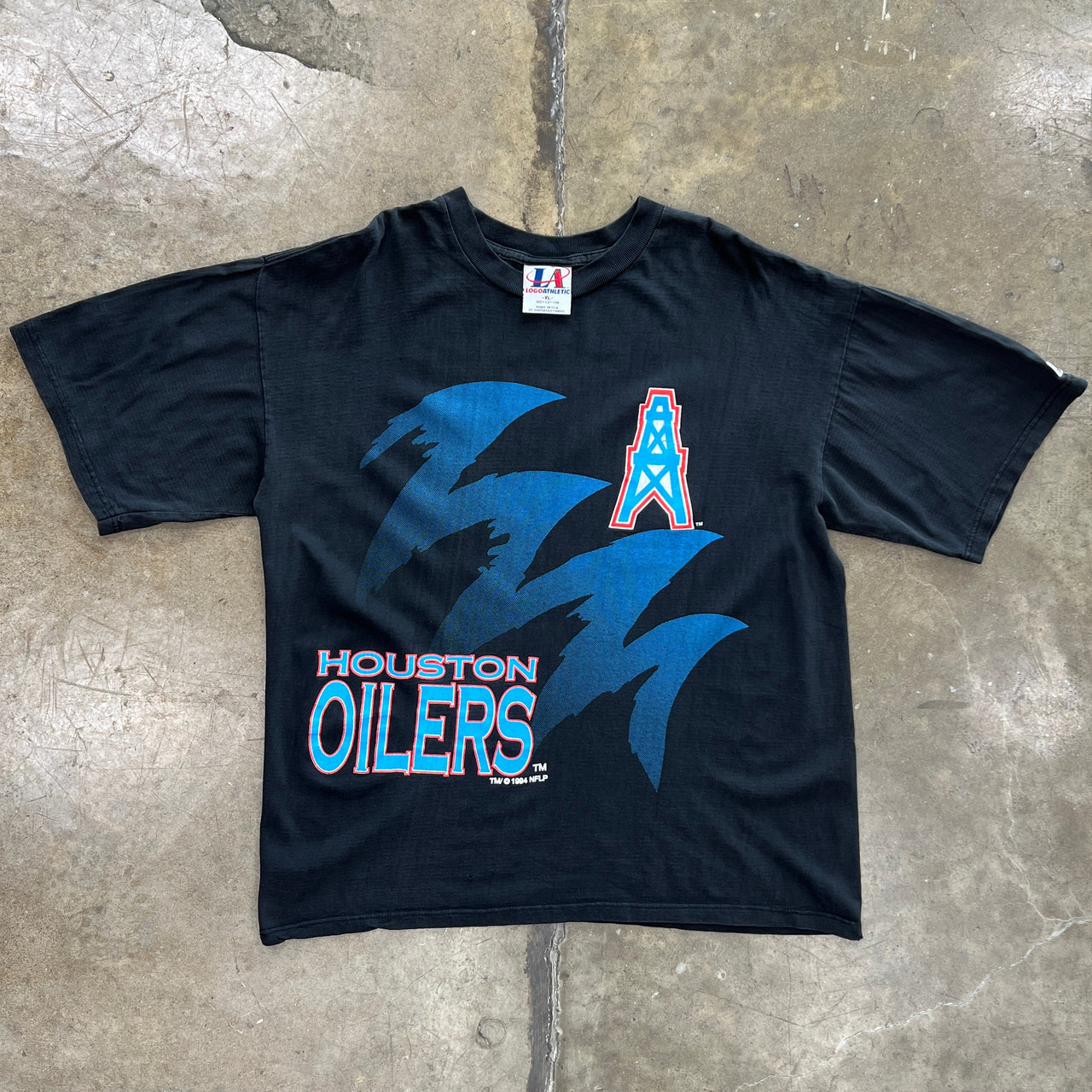 1994 NFL Houston Oilers Football Logo Athletic Tee