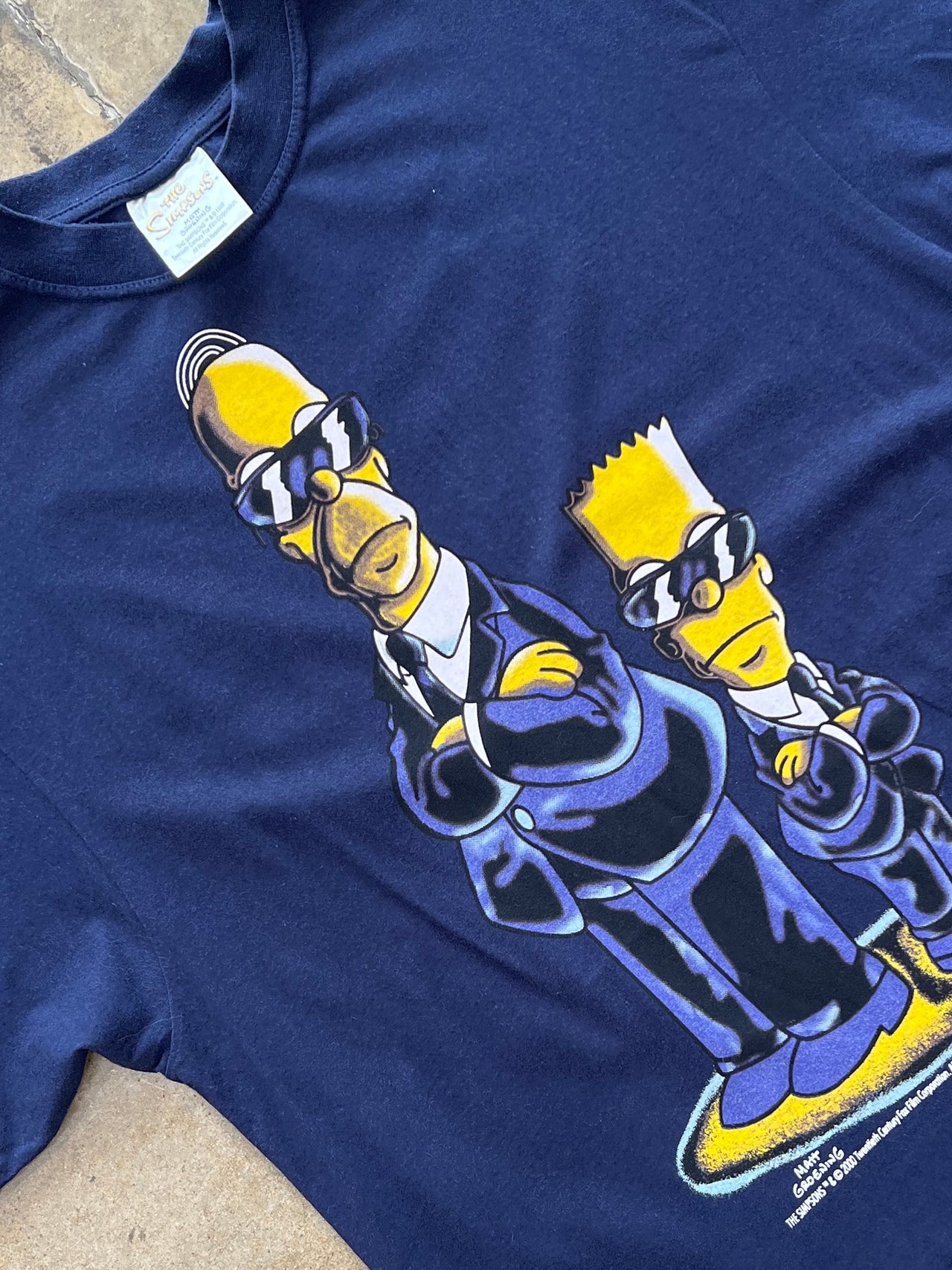 2000 The Simpsons Bart and Homer Men in Black MIB Tv Promo Tee 