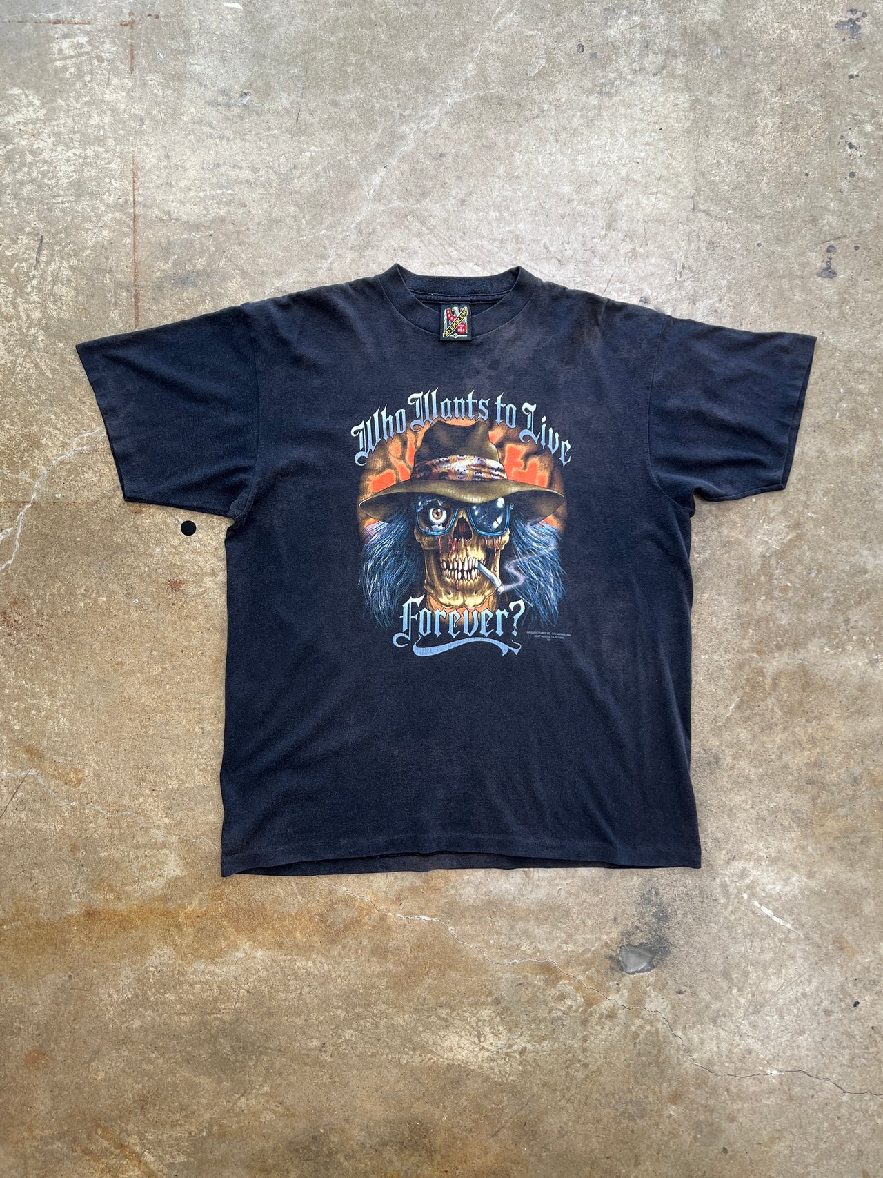1992 Who Wants to Live Forver 3D Emblem Single Stitch Tee
