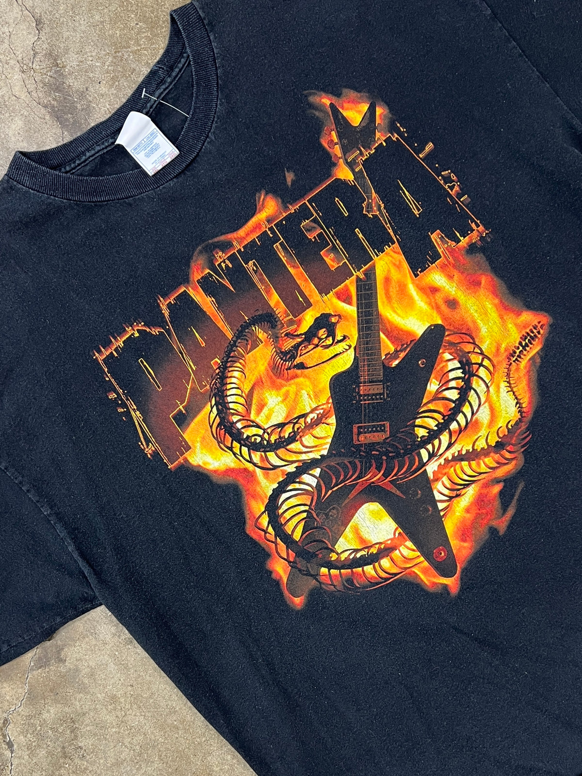 Pantera Skeleton Snake Guitar on Fire Tee