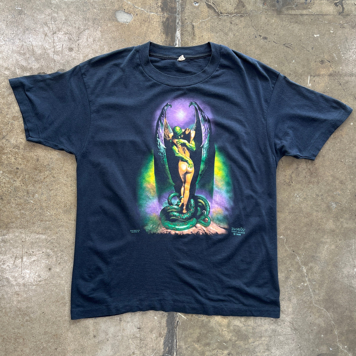 1986 Fantasy Boris Vallejo Vampire Snake Woman Art Tee