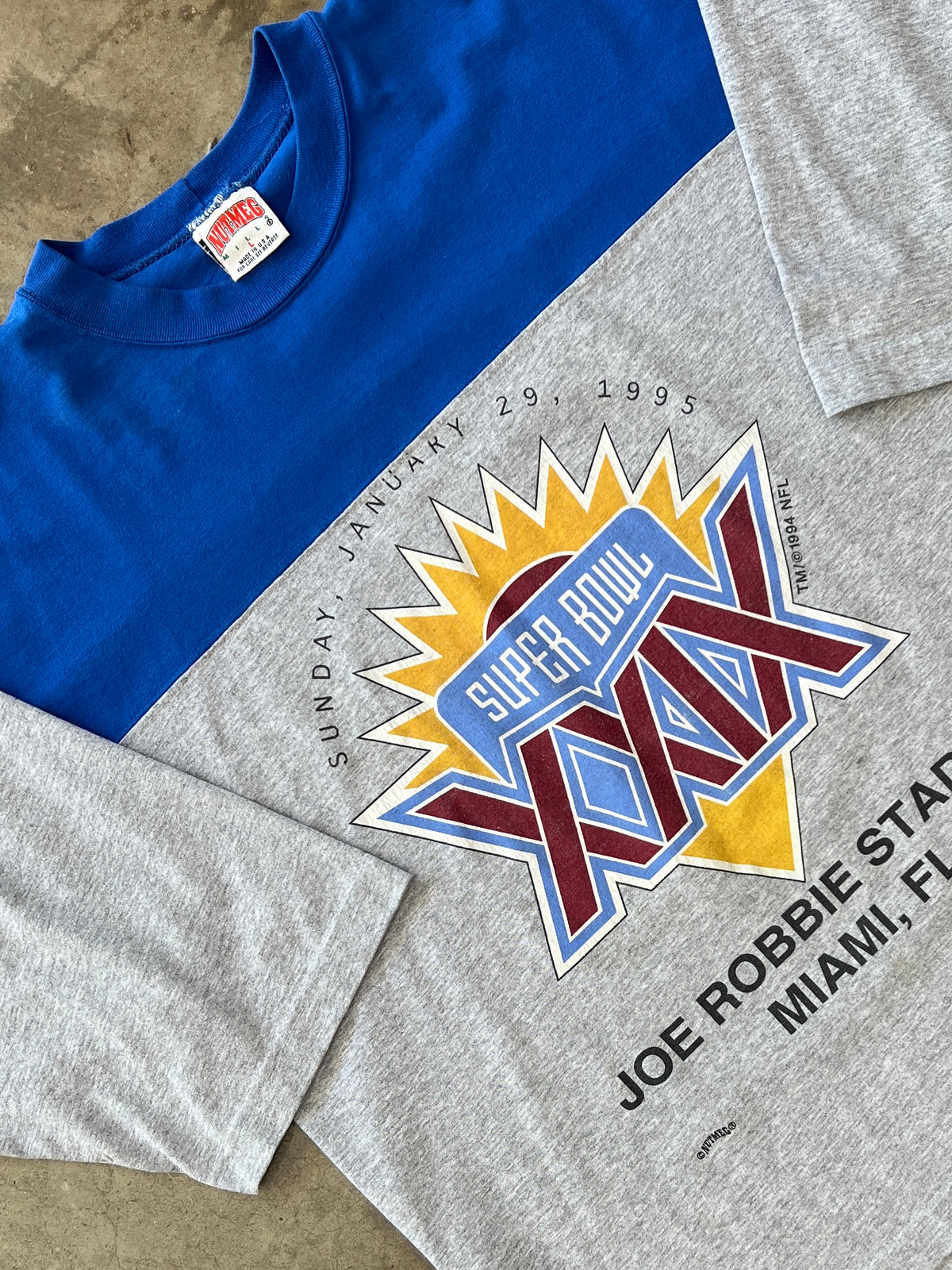 1995 NFL Super Bowl XXIX 49ers v. Chargers Miami Quater Sleeve Large