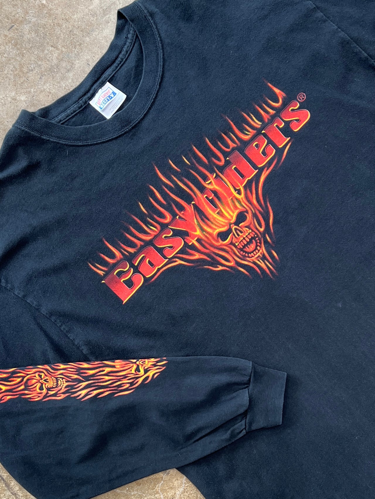 Easy Riders Skull Sleeve Design Engine Wing LS Tee