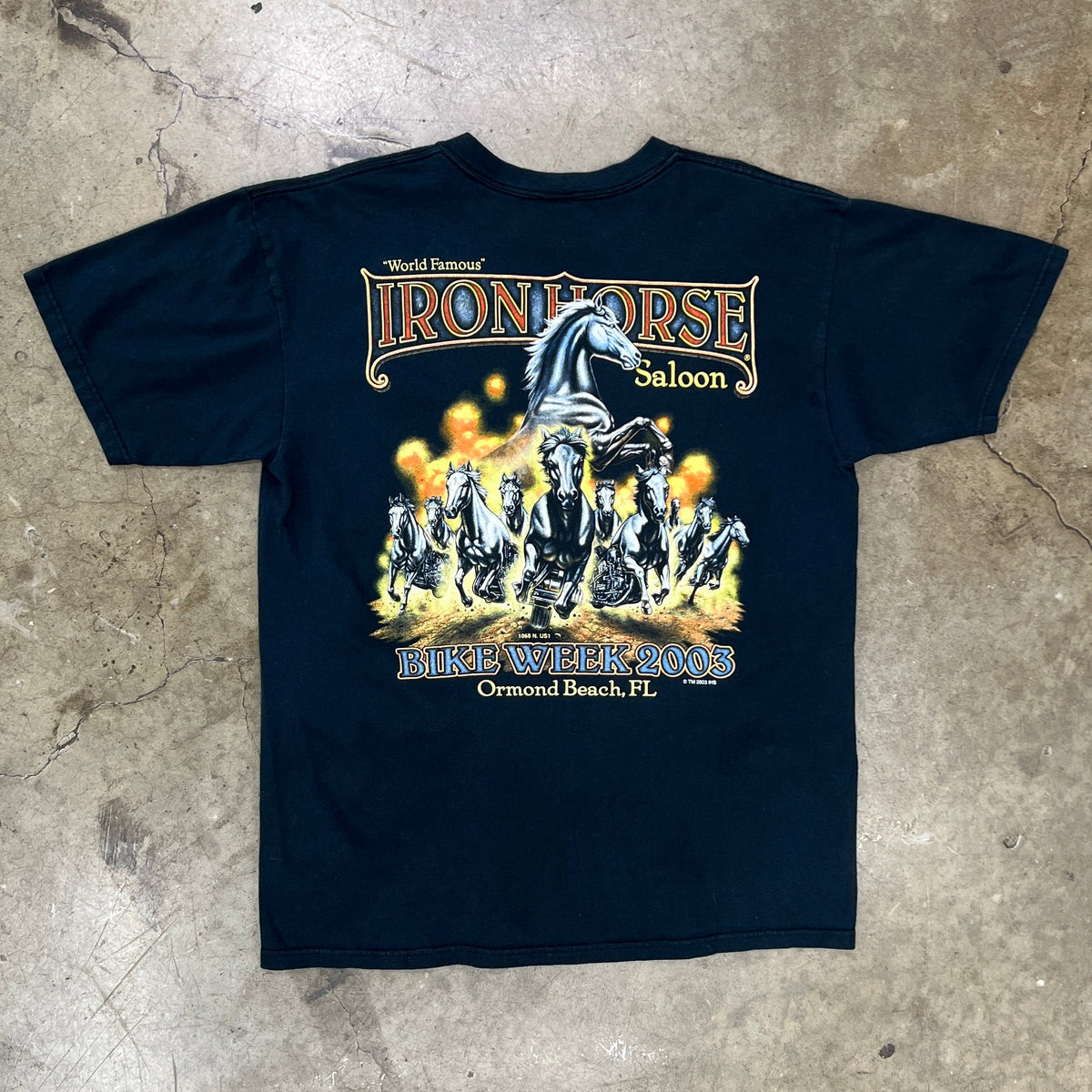 2003 Iron Horse Bike Week Motorcycle Anvil Pocket Tee