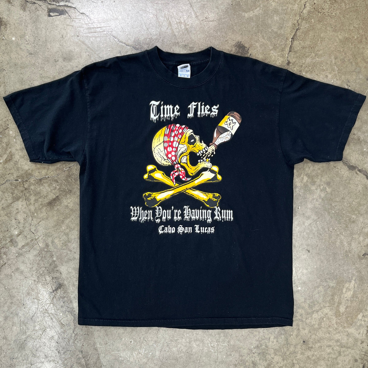 Time Flies Pirate Skull Bones Drinking Tee